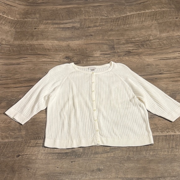 Christopher & Banks Sweaters - Christopher & Banks White Ribbed Button-Up Cardigan - Size L